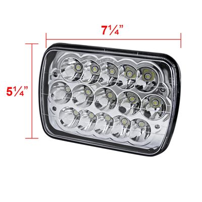 Universal 7"x6" 15-LED Sealed Beam Headlights w/ H4 Plug Black Alu Housing/PMMA