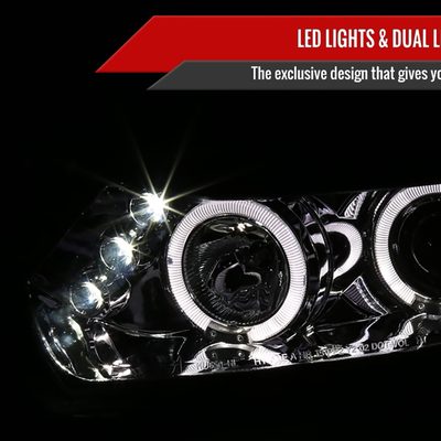 2006-2011 Honda Civic Coupe Dual Halo Projector Headlights Chrome/Clear Lens