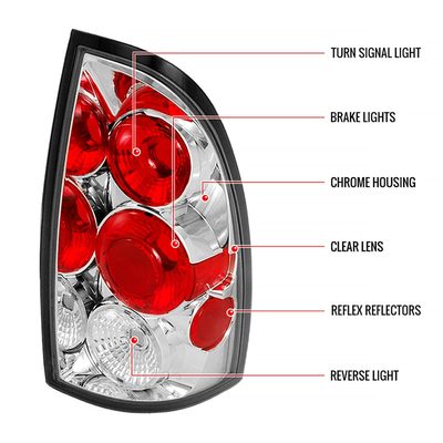 2005-2008 Toyota Tacoma Tail Lights Chrome Housing/Clear Lens