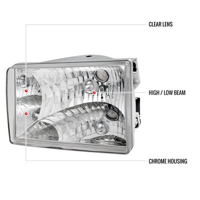 1993-1998 Jeep Grand Cherokee Factory Style Headlights Chrome/Clear Lens