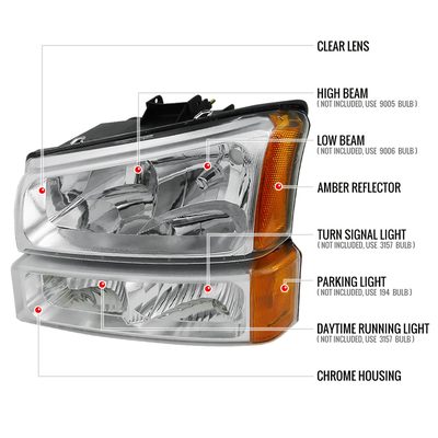 2002-2006 Chevy Avalanche/ 03-2007 Silverado Factory Headlights Bumper Lights