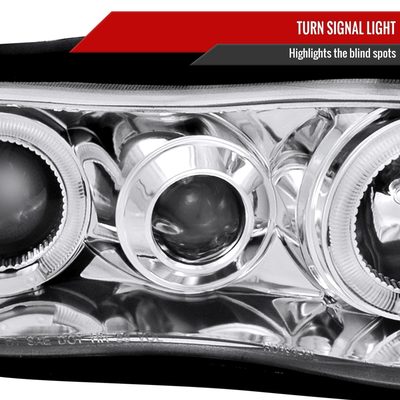 1998-2002 Chevy Camaro Dual Halo Projector Headlights Chrome/Clear Lens