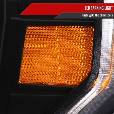 2009-2014 Ford F-150 LED C-Bar Projector Headlights Jet Black/Clear Lens