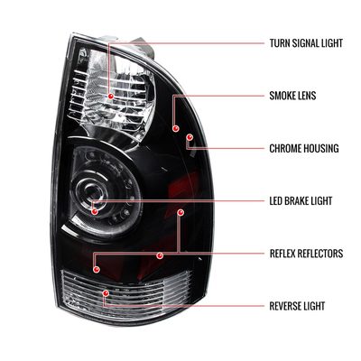 2005-2015 Toyota Tacoma LED Tail Lights Matte Black Housing/Clear Lens