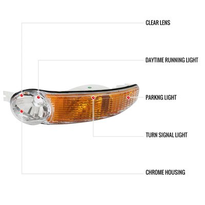1999-2006 GMC Sierra/ 00-2006 Yukon XL Denali Turn Signal Bumper Lights Chrome