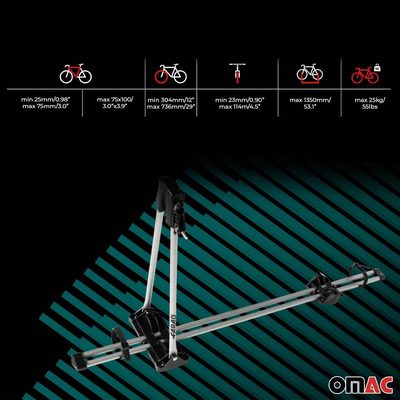 Bike Rack Mount Bicycle Carrier Lightweight Durable Steel Silver