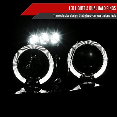 2001-2005 Mazda Miata MX-5 Dual Halo Projector Headlights Glossy Black/Smoke