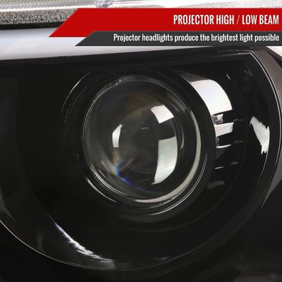 2009-2014 Ford F-150 LED C-Bar Projector Headlights Jet Black/Clear Lens