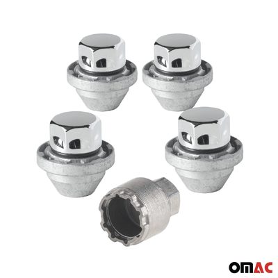 Wheel Lock Kit for Land Rover Range Rover Evoque M14X1.5 Chromed 4Locks & 1Key