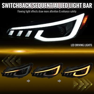 For Subaru Impreza WRX STI 2015-2021 Projector Headlights Sequential LED Switchback DRL Black Housing Smoked Lens