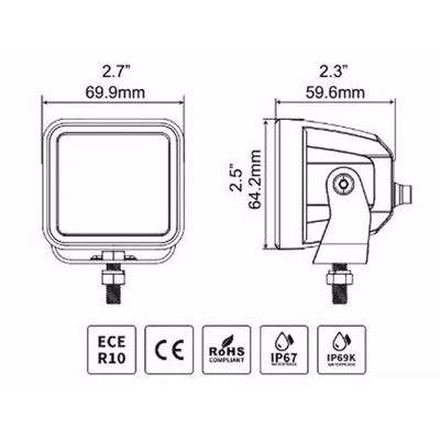 Faros CUBEIT 2.75" GR Blackout Series 2 Pares Flood