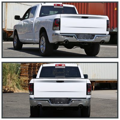 2009-2018 Dodge RAM Red C-Bar LED Tail Lights Jet Black Housing/Clear Lens