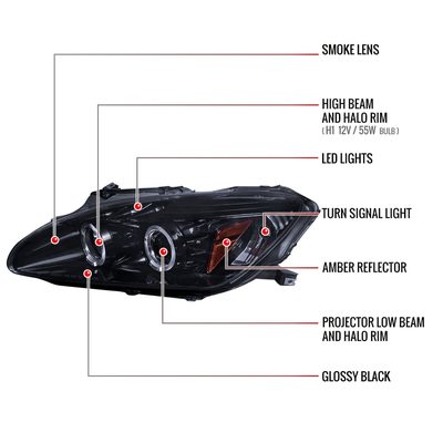 2004-2009 Honda S2000 AP2 Dual Halo Projector Headlights Glossy Black/Smoke