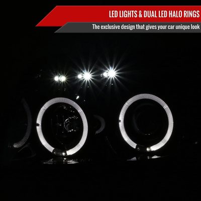 2003-2005 Toyota 4Runner Dual Halo Projector Headlights Glossy Black/Smoke