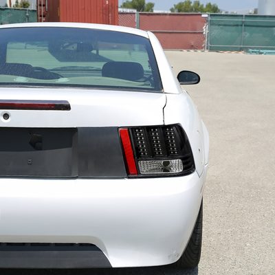 1999-2004 Ford Mustang Sequential LED Tail Lights - RS Matte Black/Clear Lens