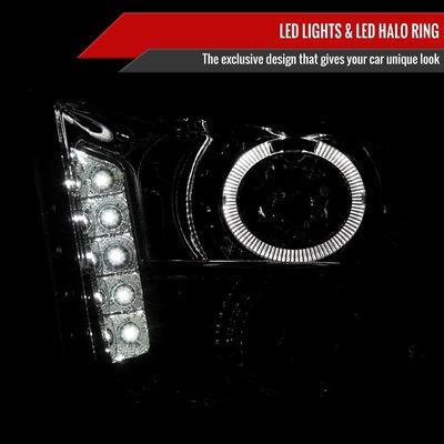 2005-2009 Ford Mustang Halo Projector Headlights LED Light Strip Chrome/Clear