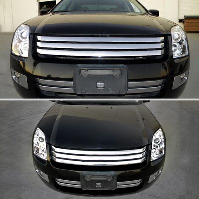 2006-2009 Ford Fusion Dual Halo Projector Headlights Chrome/Clear Lens