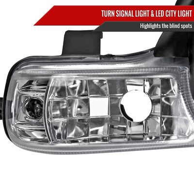 2000-2002 Dodge Plymouth Neon Dual Halo Projector Headlights Chrome/Clear Lens