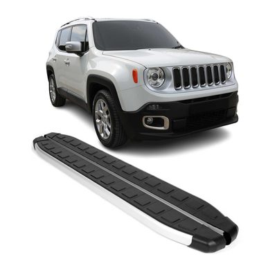 2015-2023 Jeep Renegade Side Step Nerf Bars Running Board Silver & Black 2Pcs