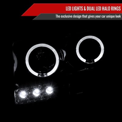 2006-2008 Dodge RAM 1500/ 06-2009 RAM 2500 3500 Dual Halo Headlights Smoke
