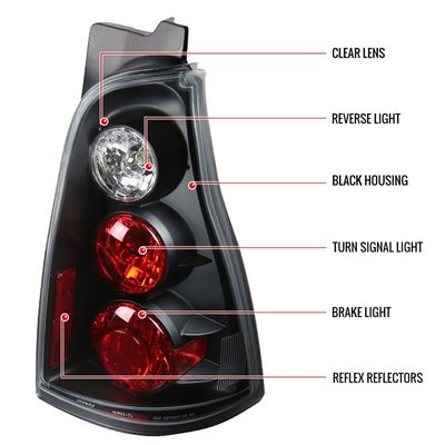2003-2005 Toyota 4Runner Tail Lights Matte Black Housing/Clear Lens