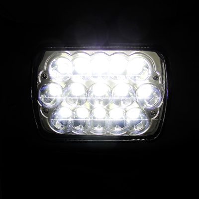 Universal 7"x6" 15-LED Sealed Beam Headlights w/ H4 Plug Black Alu Housing/PMMA
