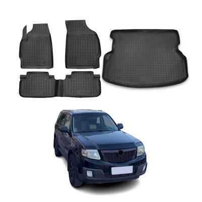 2008-2011 Mazda Tribute Floor Mats & Cargo Liner Full Set All Weather Black