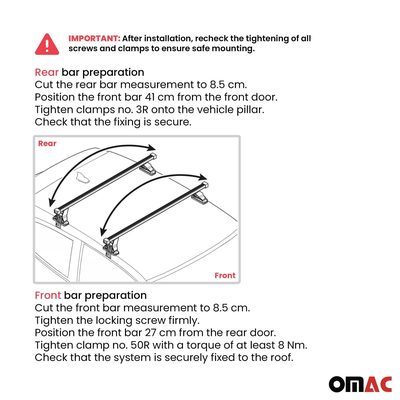 2018-2021 Subaru WRX STI Roof Rack Cross Bars Black