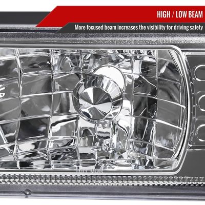 1987-1993 Ford Mustang Crystal Headlights Chrome Housing/Clear Lens