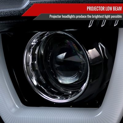 2011-2014 Dodge Charger Dual LED U-Bar Projector Headlights Glossy Black/Smoke