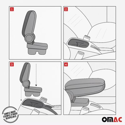 2014-2020 Fiat 500L Black Center Console Armrest Plastic PU Leather 1Pc