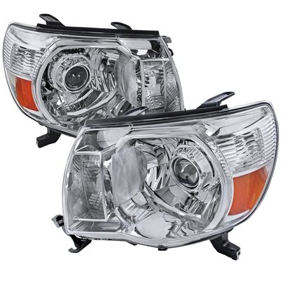2005-2011 Toyota Tacoma Retro Style Projector Headlights Chrome/Clear Lens