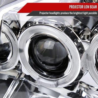 2001-2004 Nissan Frontier Dual Halo Projector Headlights Chrome/Clear Lens