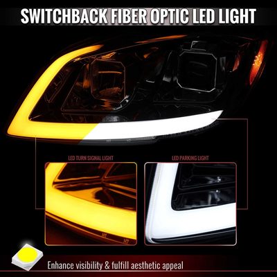 For Chevrolet Cobalt / Pontiac G5 2005-2010 Headlights Switchback LED Turn Signal DRL Light Strip Chrome Housing Clear Lens