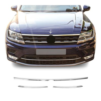 2018-2024 VW Tiguan Fog Light Headlight Lamp Surround Trim Silver 3 Pcs