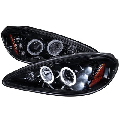 1999-2005 Pontiac Grand AM Dual Halo Projector Headlights Glossy Black/Smoke