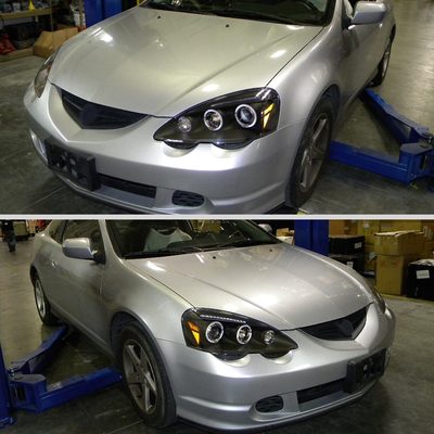 2002-2004 Acura RSX Dual Halo Projector Headlights Matte Black/Clear Lens