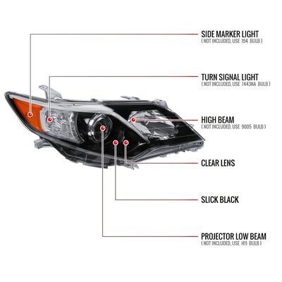 2012-2014 Toyota Camry Projector Headlight Amber Reflector Passenger Side