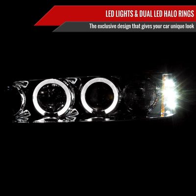 1994-1997 Honda Accord Dual Halo Projector Headlights Chrome/Clear Lens