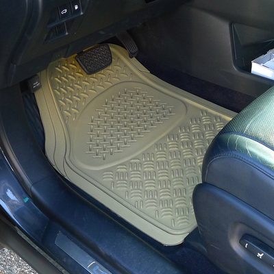 Universal fit Rubber Car Floor Mats Trunk Cargo Liner All Weather 4Pcs Beige