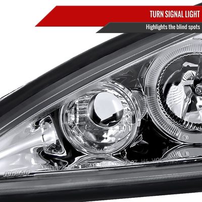 1999-2005 Pontiac Grand AM Dual Halo Projector Headlights Chrome/Clear Lens