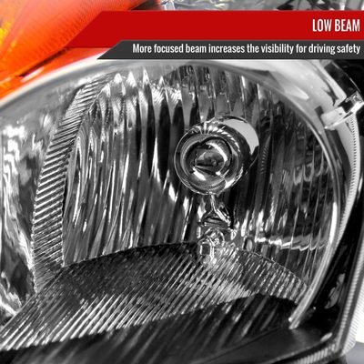 2007-2009 Nissan Altima Sedan Crystal Headlights Amber Reflector Matt Black