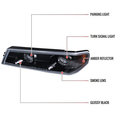 2004-2012 Chevy Colorado / GMC Canyon Corner Lights Glossy Black/Smoke Lens