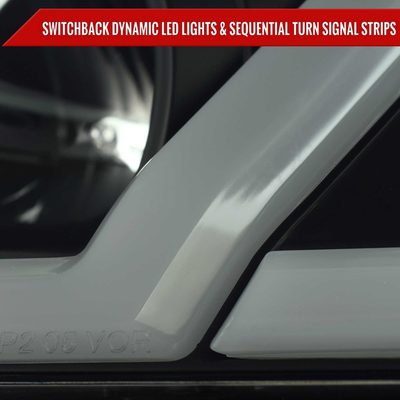 For Pontiac G6 2005-2010 Projector Headlights Sequential LED Strip Black Housing Smoked Lens Switchback