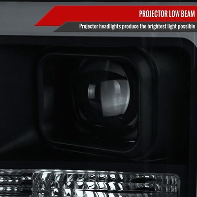 2008-2010 Ford F-250 F-350 F-450 LED C-Bar Projector Headlight Black/Smoke