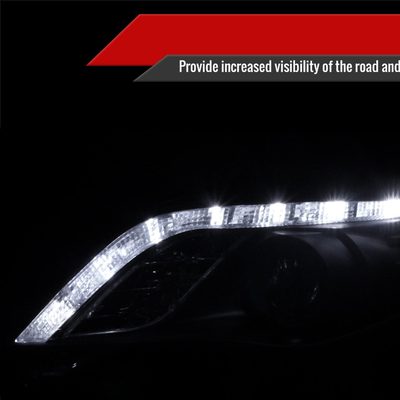 2011-2013 Toyota Corolla Projector Headlights LED Light Strip Matt Black/Clear