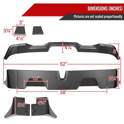 2016-2022 Toyota Tacoma Rear Roof Matte Black Truck Spoiler Wing Kit
