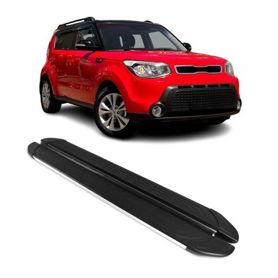 2014-2019 Kia Soul Running Boards Side Steps Silver & Black