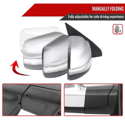 2019-2024 Dodge RAM 1500 Chrome Manual Fold & Heated Side Mirror Passenger