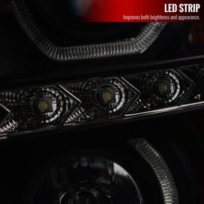 2007-2013 Chevy Silverado 1500 2500HD 3500HD Dual U-Ring Headlights LED Smoke